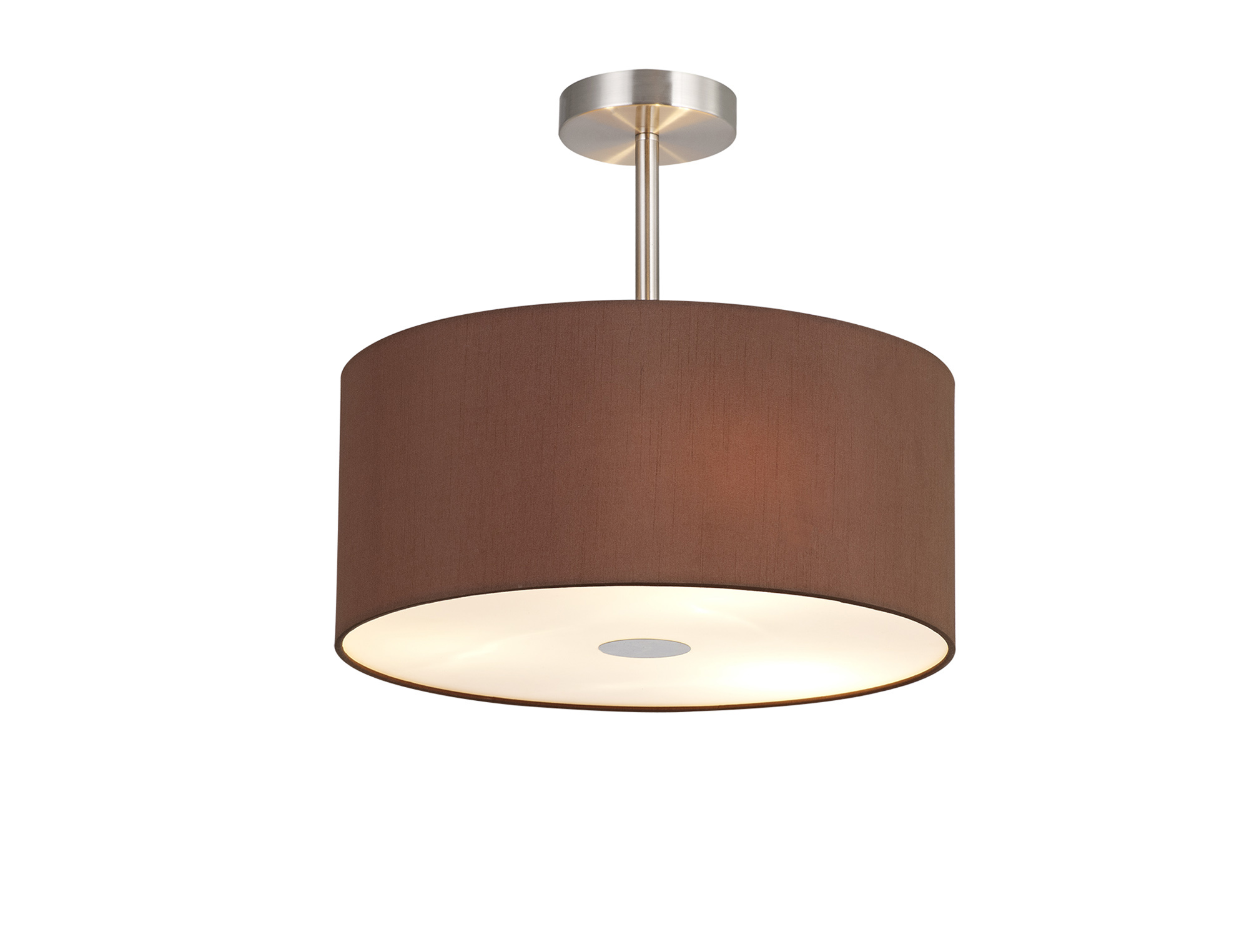 DK0414  Baymont 40cm Semi Flush 3 Light Satin Nickel, Raw Cocoa/Grecian Bronze, Frosted Diffuser